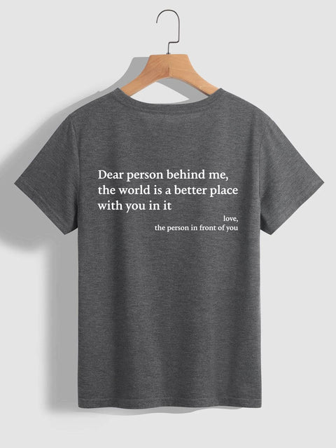 2025 New Fashion Womens Letter T-Shirt Round Neck Short Sleeve Slogan Tee Top