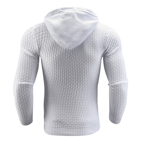 Men Hooded Sweater Solid Color Plaid Hoodies Male Elastic Hoodie