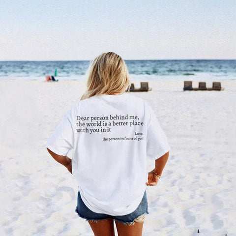 2025 New Fashion Womens Letter T-Shirt Round Neck Short Sleeve Slogan Tee Top