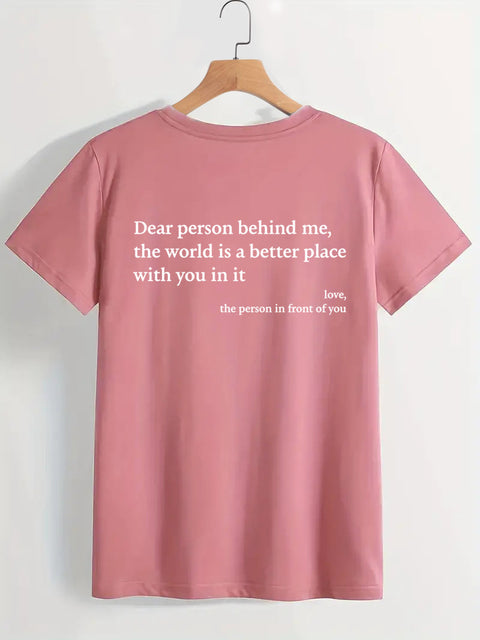 2025 New Fashion Womens Letter T-Shirt Round Neck Short Sleeve Slogan Tee Top