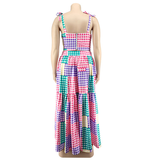Spring Irregular Plaid Suspender Skirt Suit - Pinksmoose Fashion
