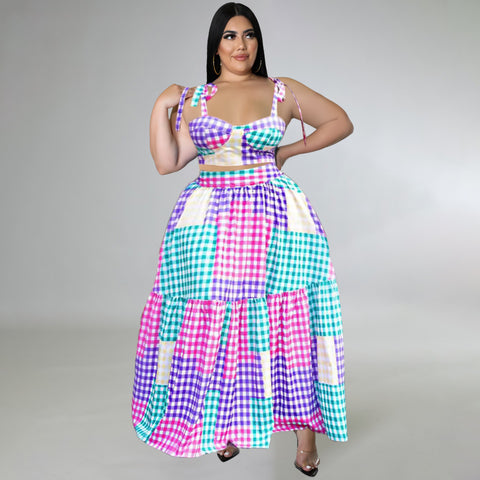 Spring Irregular Plaid Suspender Skirt Suit - Pinksmoose Fashion