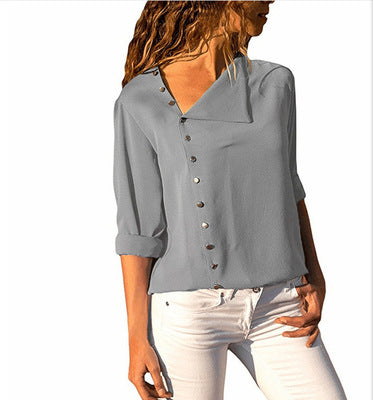 Pinksmoose FashionIrregular Oblique Collar Long-sleeved Blouse ShirtOverview:100% new design and high qualityIt is made of high quality materials, durable enough for your daily wearing.Must-have for fashion womenHave a beautiful appetops & setsPinksmoose