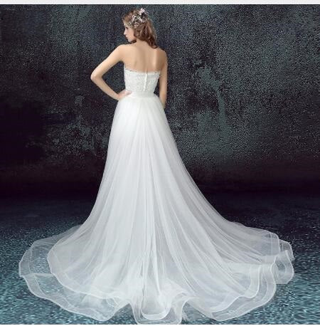 Sexy Detachable Skirt Mermaid Tulle Lace Appliques Short Wedding Dress 2021 New Wedding Dresses - Pinksmoose Fashion