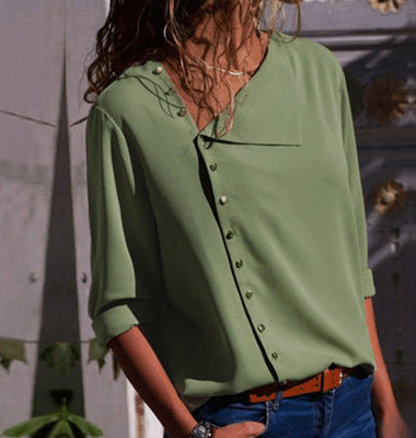Pinksmoose FashionIrregular Oblique Collar Long-sleeved Blouse ShirtOverview:100% new design and high qualityIt is made of high quality materials, durable enough for your daily wearing.Must-have for fashion womenHave a beautiful appetops & setsPinksmoose