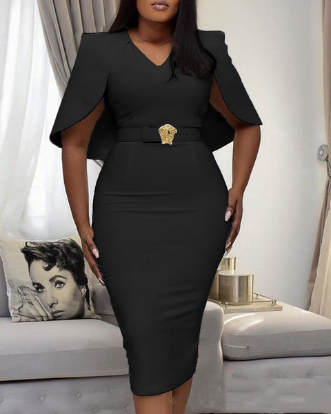 Tight Professional Dress | Cape Style Midi sleeve | Pinksmoose Fashion