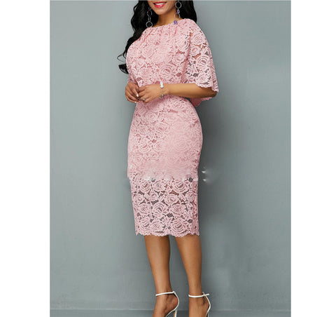 MD African Lace Dresses For Women Fashion New Africa Sexy Wedding Outfit 4XL 5XL Plus Size Maxi Dress Dashiki Ankara Pink Robe - Pinksmoose Fashion