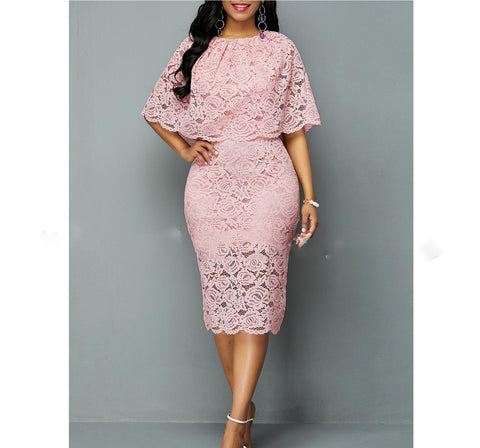 MD African Lace Dresses For Women Fashion New Africa Sexy Wedding Outfit 4XL 5XL Plus Size Maxi Dress Dashiki Ankara Pink Robe - Pinksmoose Fashion