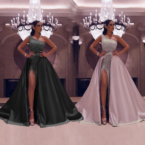 New One-Shoulder Mopping Evening Dress - Pinksmoose Fashion