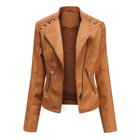 Spring and Autumn Leather Thin Ladies Motorcycle Suit - Pinksmoose Fashion