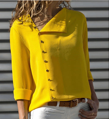 Pinksmoose FashionIrregular Oblique Collar Long-sleeved Blouse ShirtOverview:100% new design and high qualityIt is made of high quality materials, durable enough for your daily wearing.Must-have for fashion womenHave a beautiful appetops & setsPinksmoose