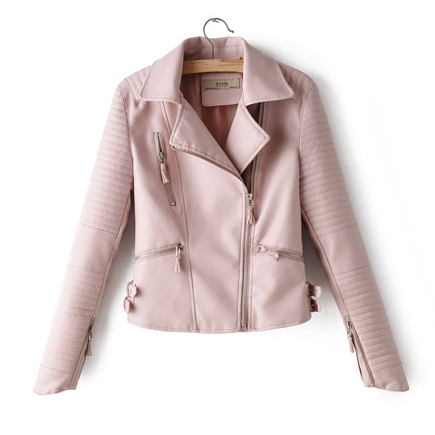 Irregular cuff motorcycle leather jacket - Pinksmoose Fashion