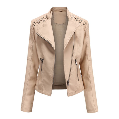 Spring and Autumn Leather Thin Ladies Motorcycle Suit - Pinksmoose Fashion
