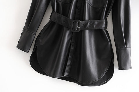 Medium and long PU leather top - Pinksmoose Fashion