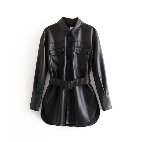 Medium and long PU leather top - Pinksmoose Fashion
