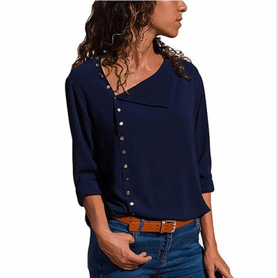 Pinksmoose FashionIrregular Oblique Collar Long-sleeved Blouse ShirtOverview:100% new design and high qualityIt is made of high quality materials, durable enough for your daily wearing.Must-have for fashion womenHave a beautiful appetops & setsPinksmoose