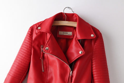 Irregular cuff motorcycle leather jacket - Pinksmoose Fashion