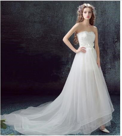 Sexy Detachable Skirt Mermaid Tulle Lace Appliques Short Wedding Dress 2021 New Wedding Dresses - Pinksmoose Fashion