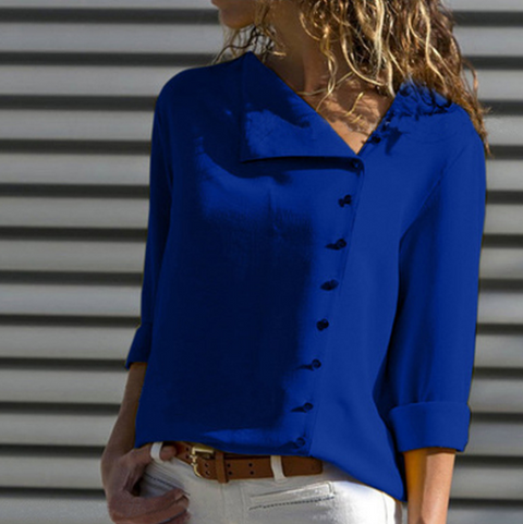 Pinksmoose FashionIrregular Oblique Collar Long-sleeved Blouse ShirtOverview:100% new design and high qualityIt is made of high quality materials, durable enough for your daily wearing.Must-have for fashion womenHave a beautiful appetops & setsPinksmoose