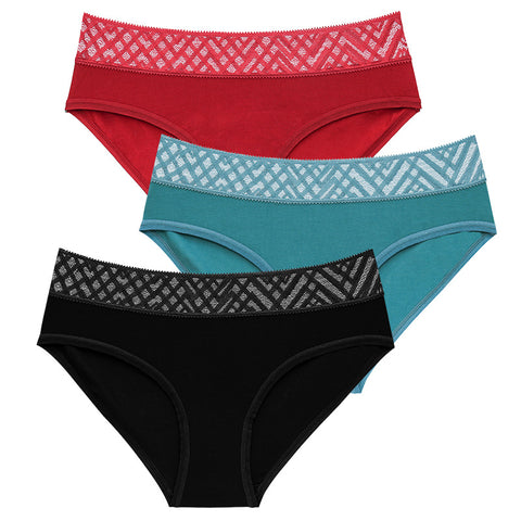 Medium and low waist underwear with lace trim - Pinksmoose Fashion