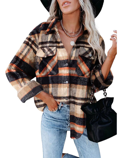Lapel Loose Casual Buttoned Pocket Woolen Shirt Jacket - Pinksmoose Fashion
