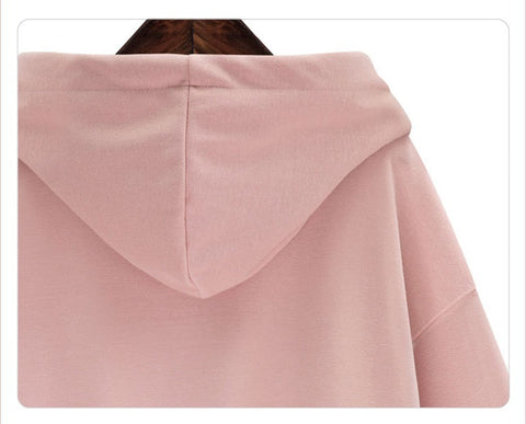 Pinksmoose FashionLoose Word Student Hooded Plus Fleece SweaterProduct information:Material: PolyesterStyle: sweetFeatures:Printing, stitching, long sleevesColour: pink, greySize Information:Note:1. Asian sizes are 1 to 2 sizes tops & setsPinksmoose