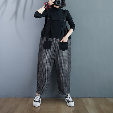 Pinksmoose FashionPlaid Stitching Plus Size Casual Wide-leg Denim Overalls WomenProduct information:Fabric name; denimMain fabric composition; cottonPopular elements; otherStyle: VintageCraft; OtherSize;’L,XL,M,2XLClothing style; Korean versionStops & setsPinksmoose