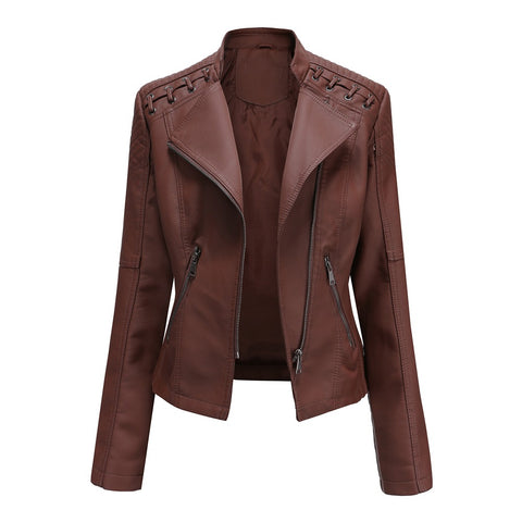 Spring and Autumn Leather Thin Ladies Motorcycle Suit - Pinksmoose Fashion