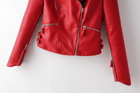 Irregular cuff motorcycle leather jacket - Pinksmoose Fashion