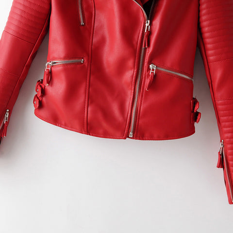 Irregular cuff motorcycle leather jacket - Pinksmoose Fashion