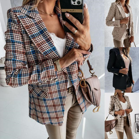 Women's Plaid Blazers | Suit Plaid Jacket | Pinksmoose Fashion