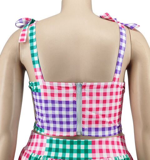 Spring Irregular Plaid Suspender Skirt Suit - Pinksmoose Fashion