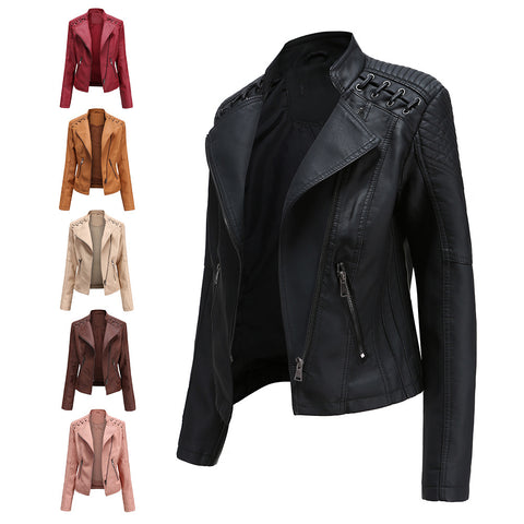 Spring and Autumn Leather Thin Ladies Motorcycle Suit - Pinksmoose Fashion