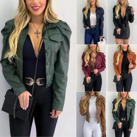 Colorful Leather Jacket | Cardigan Leather Jacket | Pinksmoose Fashion