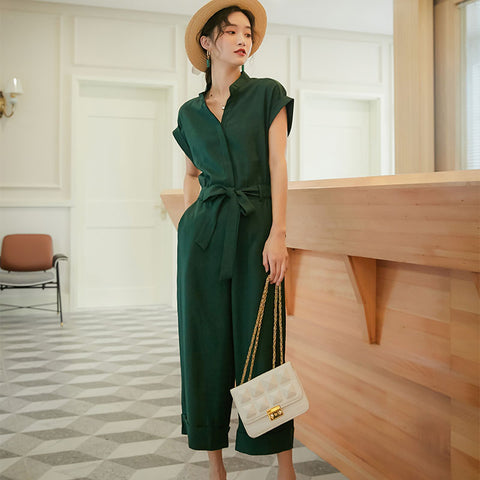 Pinksmoose FashionWomen's high waist slim nine-point jumpsuitStyle: jumpsuitPants type: loose typePants length: Nine pantsWaist type: high waistFabric name: Cotton blendedMain fabric composition: acetate fiber1. Asian sizes artops & setsPinksmoose