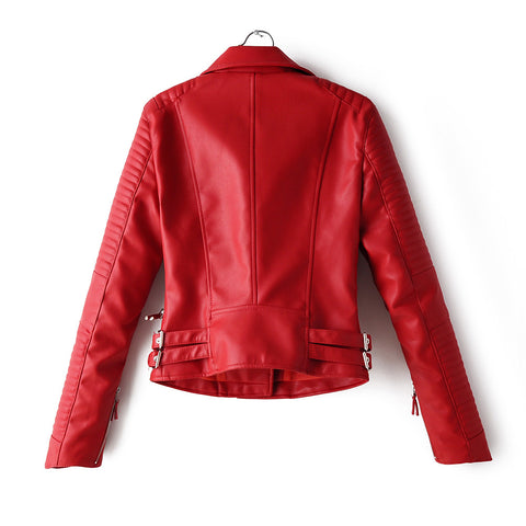 Irregular cuff motorcycle leather jacket - Pinksmoose Fashion