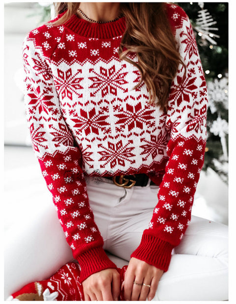Pinksmoose FashionKnitted Loose Christmas Long-sleeved Round Neck SweaterProduct information:Fabric name: KnittingMain fabric composition: AcrylicThe content of the main fabric ingredient: 100%Collar type: round neckSleeve length: long sltops & setsPinksmoose