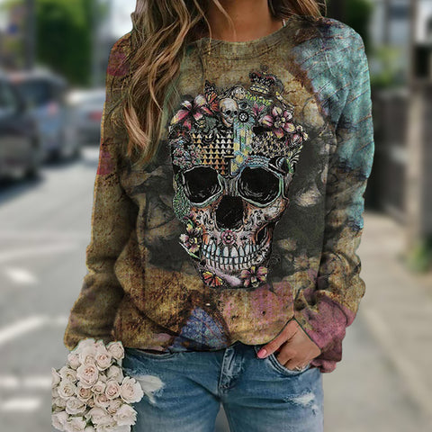 Pinksmoose FashionLong sleeve skull print sweatshirtSleeve length: long sleeveProcess: Printing/DyeingFabric name: KnittingMain fabric composition: polyester fiber (polyester)The content of the main fabric component: tops & setsPinksmoose