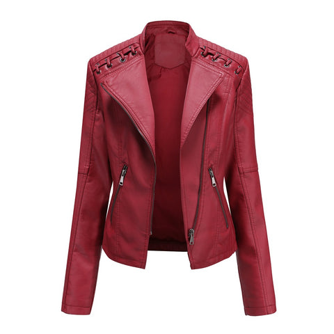 Spring and Autumn Leather Thin Ladies Motorcycle Suit - Pinksmoose Fashion