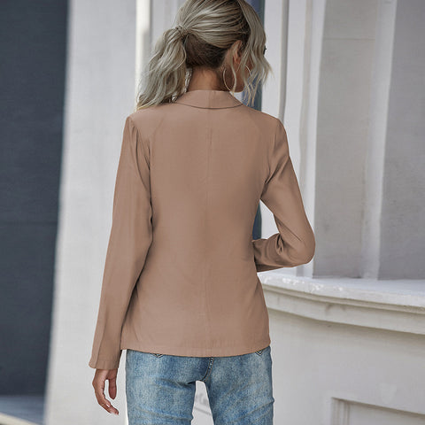 New V-Neck Tie Long-Sleeved Solid Color Small Suit Jacket - Pinksmoose Fashion