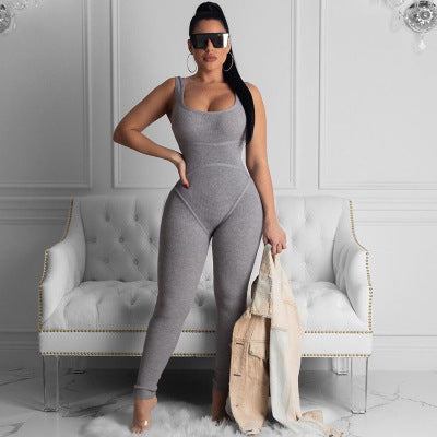 Pinksmoose FashionOpen-back hip thread jumpsuitColor: gray, blackSize; S, M, LApplicable scenes: running sports, fitness body, chess and card entertainment, sports trends, cycling sports, dance sports, other balltops & setsPinksmoose