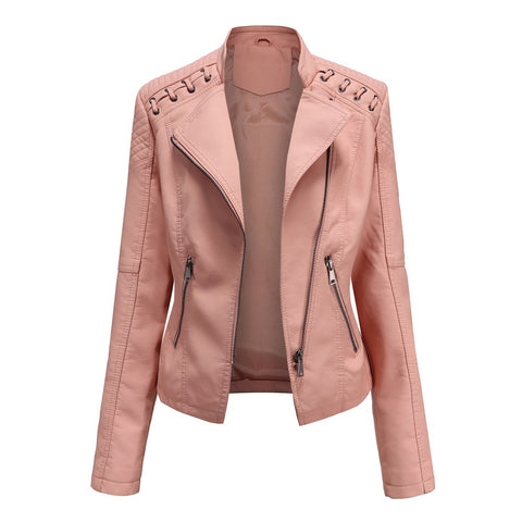 Spring and Autumn Leather Thin Ladies Motorcycle Suit - Pinksmoose Fashion
