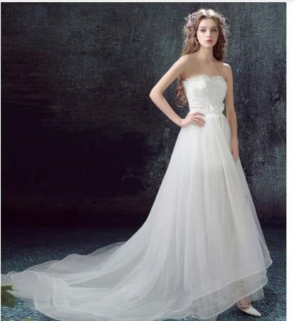 Sexy Detachable Skirt Mermaid Tulle Lace Appliques Short Wedding Dress 2021 New Wedding Dresses - Pinksmoose Fashion
