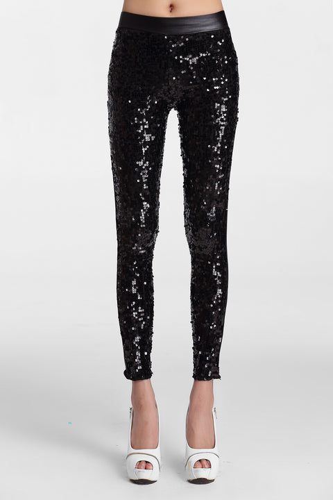High Elastic Leggings | Large Sequin Leggings | Pinksmoose Fashion