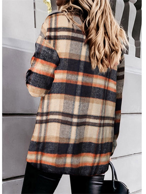 Lapel Loose Casual Buttoned Pocket Woolen Shirt Jacket - Pinksmoose Fashion