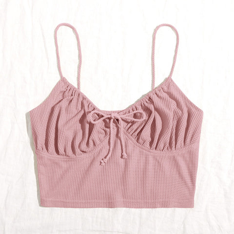 Pinksmoose FashionSexy Camisole With Front Straps And Chest FoldsProduct information:Style: CasualStyle: sling typeCollar type: One word collarEdition type: Slim typeLength: Short style (40cm＜length≤50cm)pattern: plainPopular elemtops & setsPinksmoose
