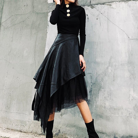 Women's PU mesh high waist skirt - Pinksmoose Fashion