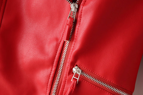 Irregular cuff motorcycle leather jacket - Pinksmoose Fashion