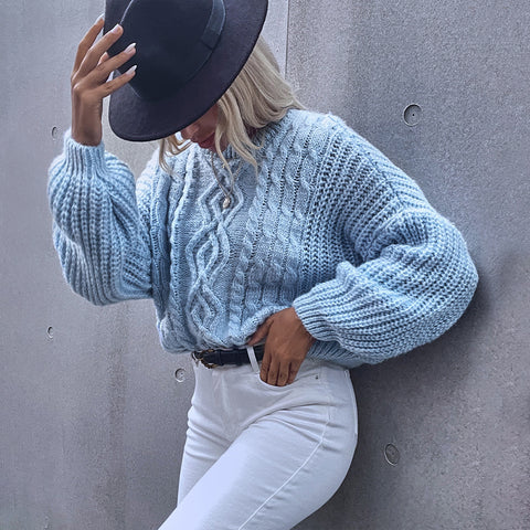 Ladies Round Neck Long Sleeve Sweater Casual - Pinksmoose Fashion