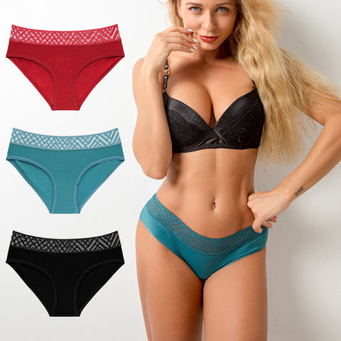 Medium and low waist underwear with lace trim - Pinksmoose Fashion
